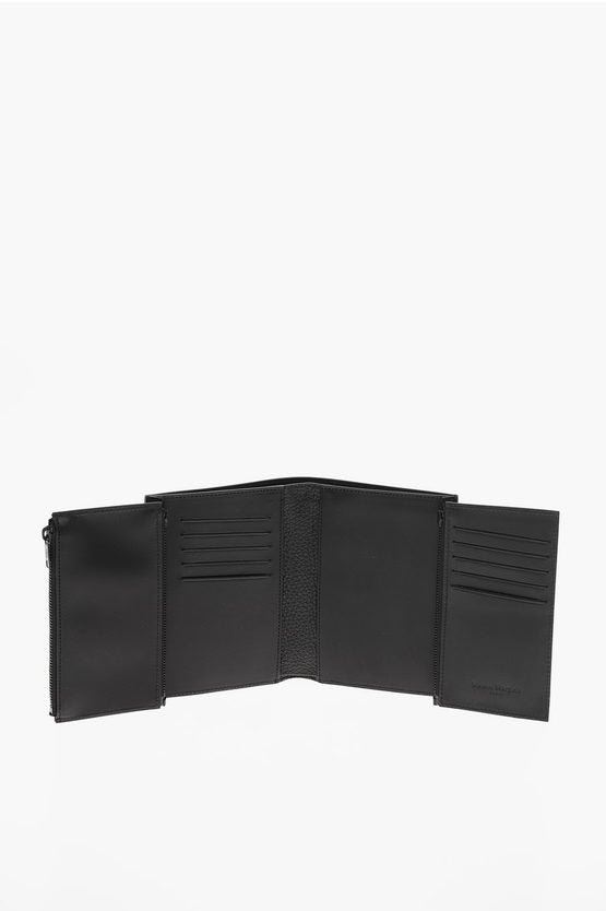 Accessories - Wallets & Card Holders - Maison Margiela MM11 Grained Leather Folding Wallet with Zipped Detail - 8051979465163 - Ask Me Wear