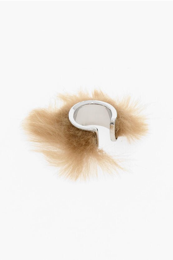 Rings - Maison Margiela MM6 Brass Ring with Faux Fur - 8054326326278 - Ask Me Wear