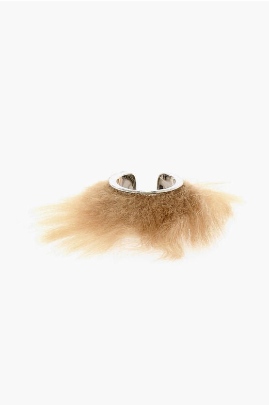 Rings - Maison Margiela MM6 Brass Ring with Faux Fur - 8054326326278 - Ask Me Wear