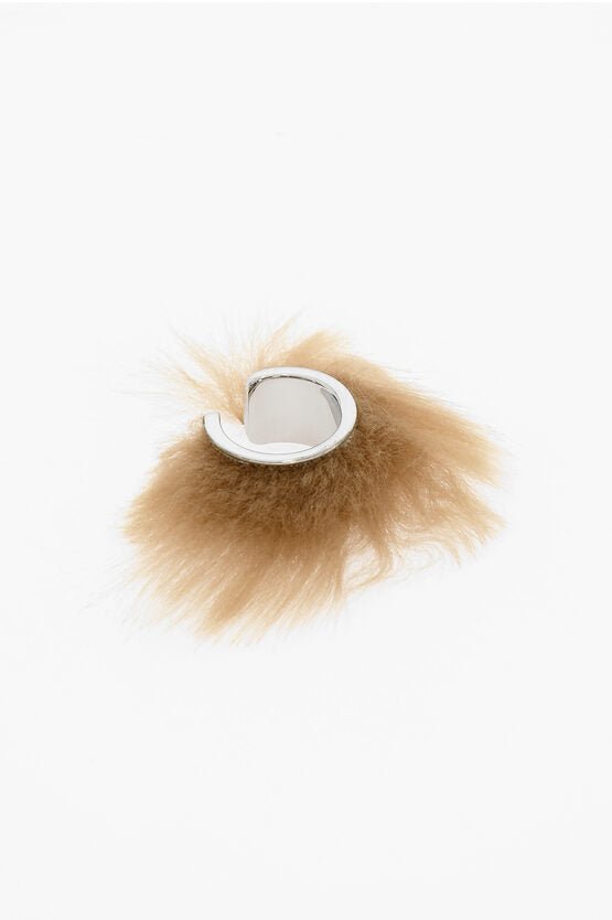 Rings - Maison Margiela MM6 Brass Ring with Faux Fur - 8054326326278 - Ask Me Wear