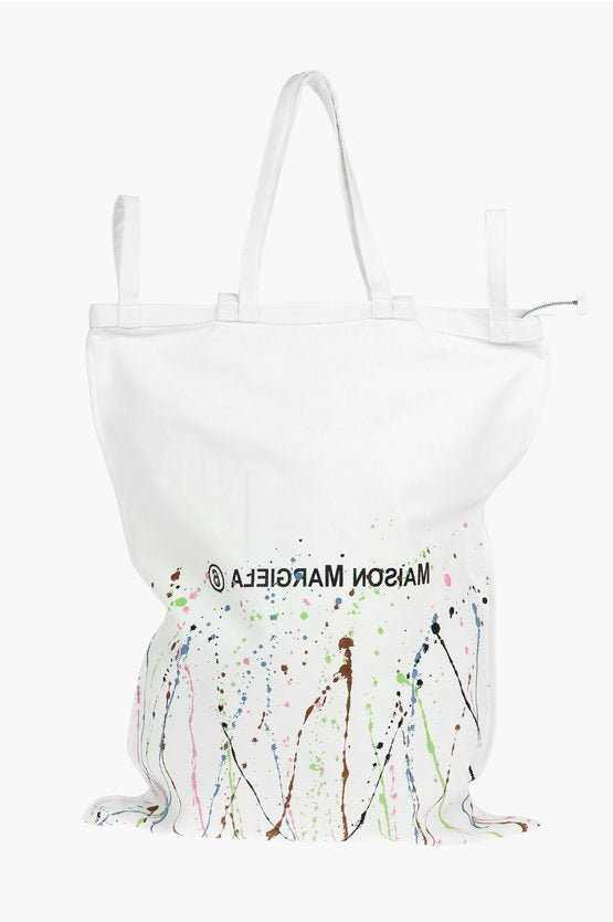 Bags - Maison Margiela MM6 Canvas Maxi Tote Bag in PAINT - SPLATTER Print with Logo - 8058260654435 - Ask Me Wear