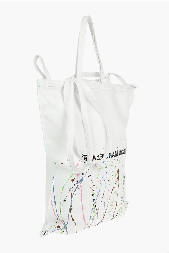 Bags - Maison Margiela MM6 Canvas Maxi Tote Bag in PAINT - SPLATTER Print with Logo - 8058260654435 - Ask Me Wear