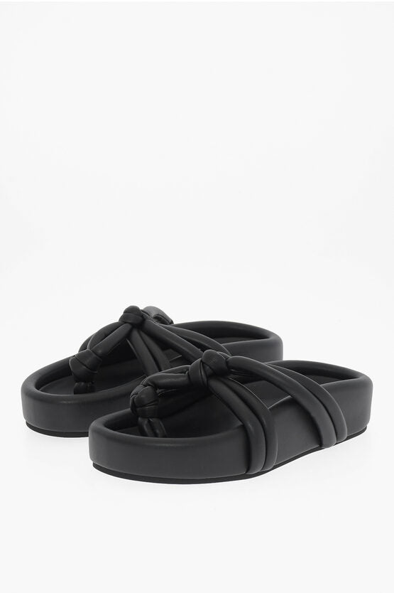 Shoes - Maison Margiela MM6 Faux Leather Thong Sandals with Braided Design - 8054326027137 - Ask Me Wear