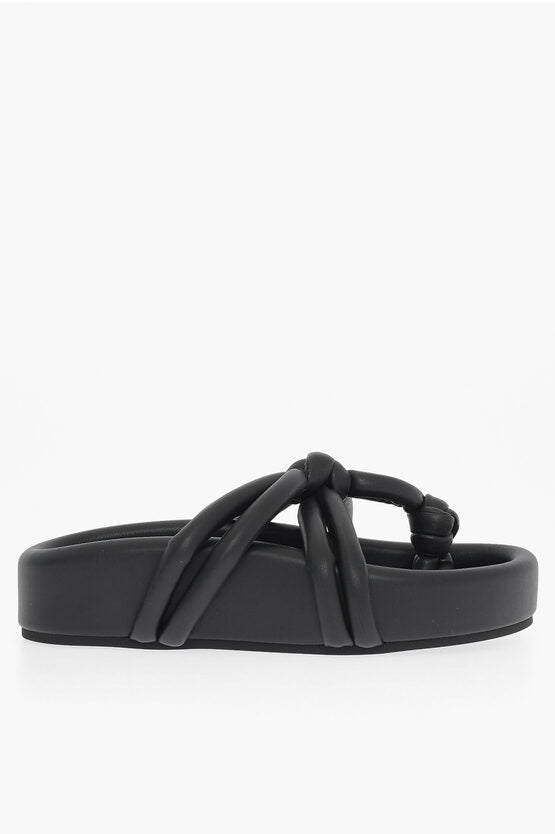 Shoes - Maison Margiela MM6 Faux Leather Thong Sandals with Braided Design - 8054326027137 - Ask Me Wear