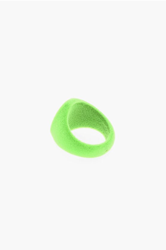 Rings - Maison Margiela MM6 Flocked Brass NEON GREEN Ring - 8058260710179 - Ask Me Wear