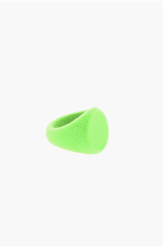 Rings - Maison Margiela MM6 Flocked Brass NEON GREEN Ring - 8058260710179 - Ask Me Wear