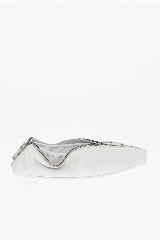 Shoes - Maison Margiela MM6 Leather Ballet Flats with Square Toe and Maxi Zip Closur - 8058260708770 - Ask Me Wear