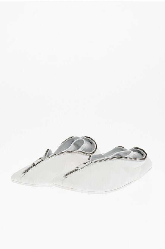 Shoes - Maison Margiela MM6 Leather Ballet Flats with Square Toe and Maxi Zip Closur - 8058260708770 - Ask Me Wear