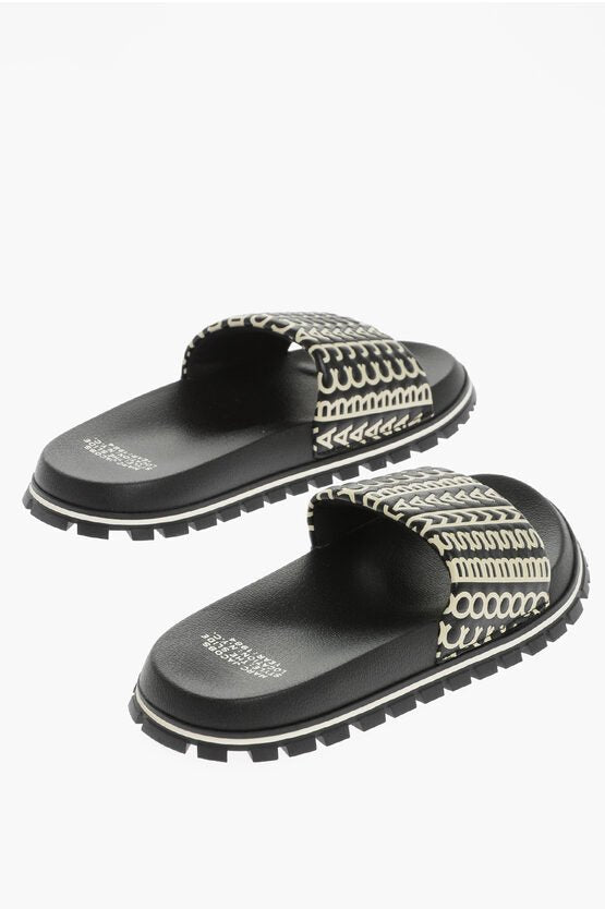 Shoes - Marc Jacobs Leather Slides with All - Over Logo - 196611008990 - Ask Me Wear