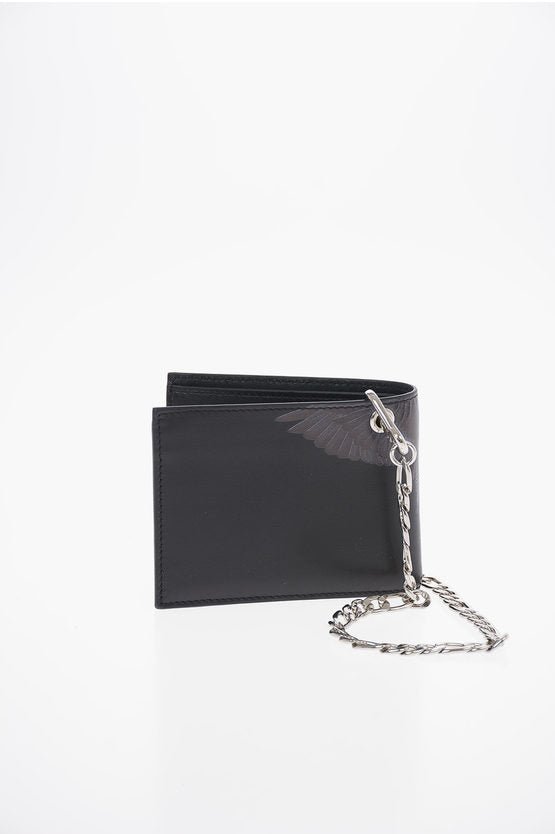 Accessories - Wallets & Card Holders - Marcelo Burlon Leather BLACK WINGS Wallet with Chain - 8058841237439 - Ask Me Wear