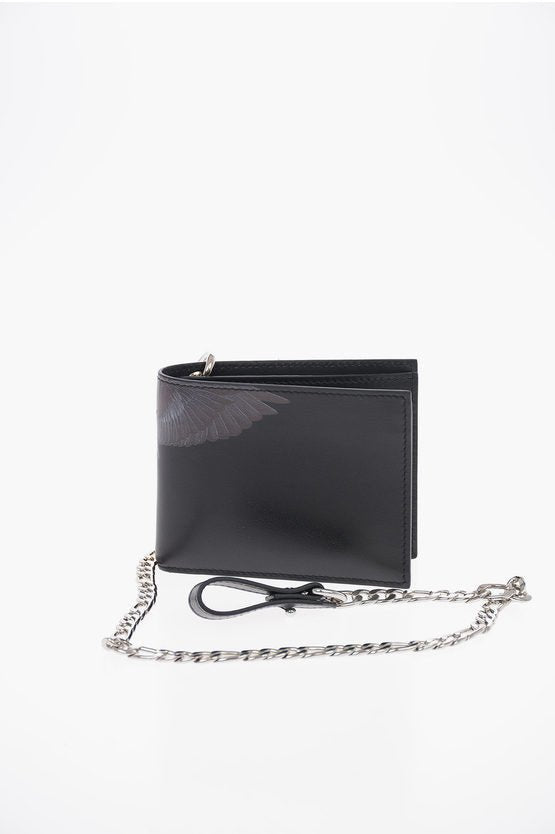 Accessories - Wallets & Card Holders - Marcelo Burlon Leather BLACK WINGS Wallet with Chain - 8058841237439 - Ask Me Wear