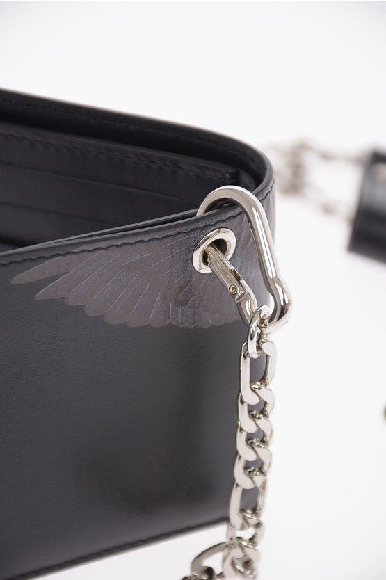 Accessories - Wallets & Card Holders - Marcelo Burlon Leather BLACK WINGS Wallet with Chain - 8058841237439 - Ask Me Wear