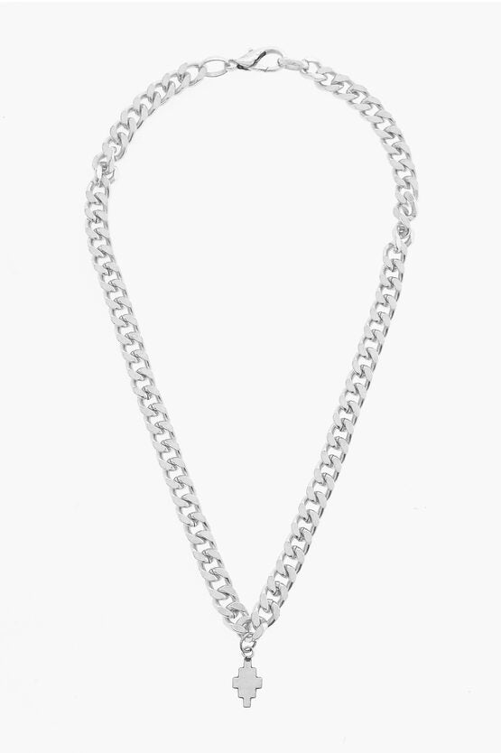 Necklace - Marcelo Burlon Silver - Tone Effect Chain Necklace with Pendant - 8058841344182 - Ask Me Wear