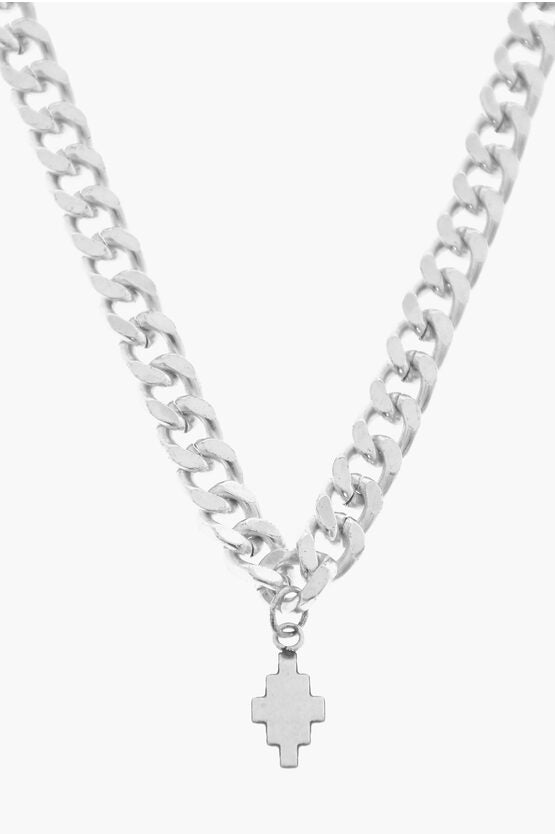 Necklace - Marcelo Burlon Silver - Tone Effect Chain Necklace with Pendant - 8058841344182 - Ask Me Wear