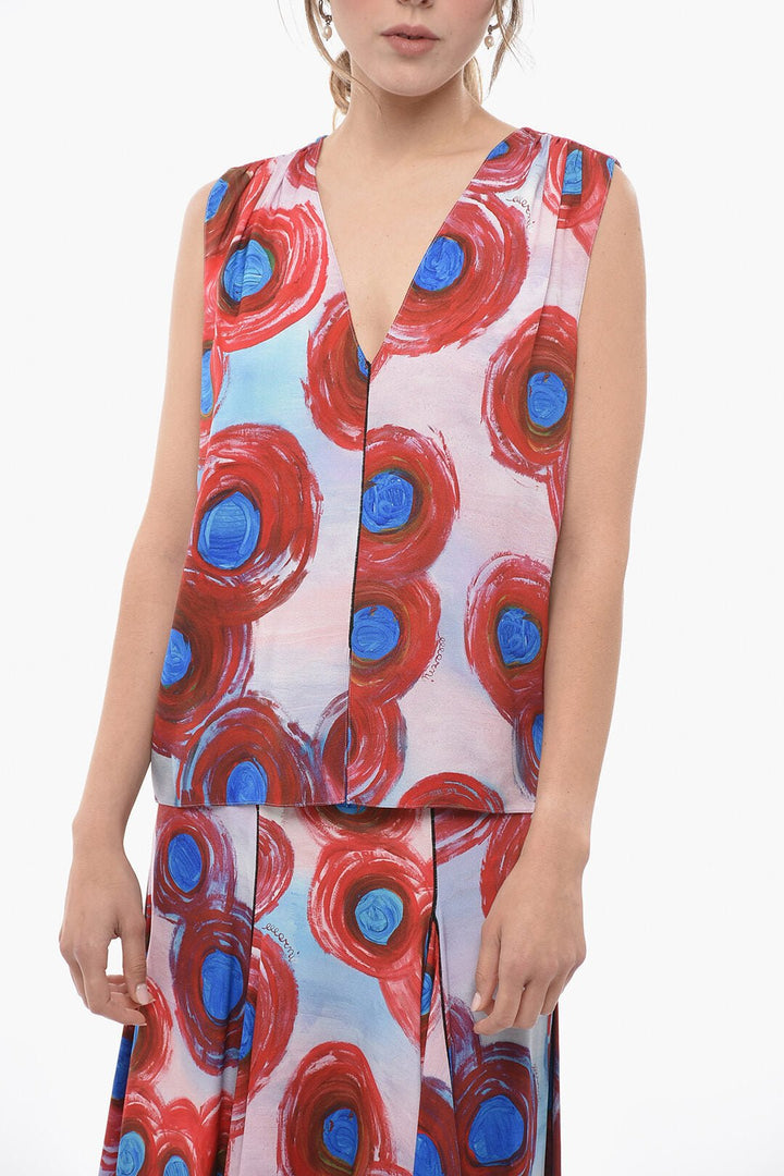 Clothing - Tops - Marni FLAMINIA VERONESI Paint - Effect Printed Sleeveless Top - 8050268310931 - Ask Me Wear