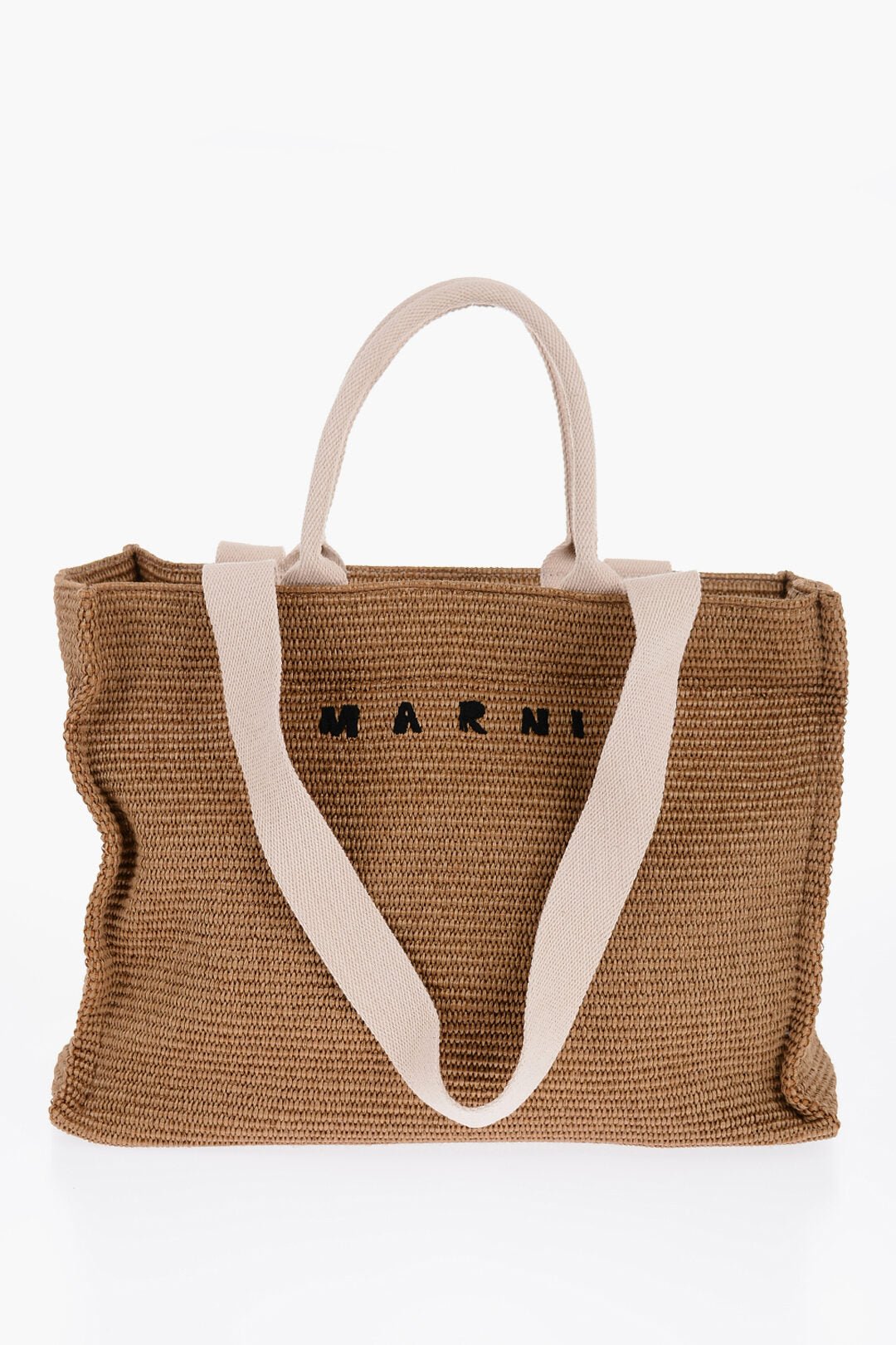 Bags - Marni Natural Raffia Effect Fabric Oversized Tote Bag - 8051169697459 - Ask Me Wear