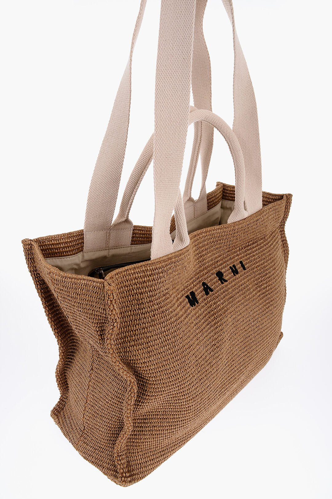 Bags - Marni Natural Raffia Effect Fabric Oversized Tote Bag - 8051169697459 - Ask Me Wear