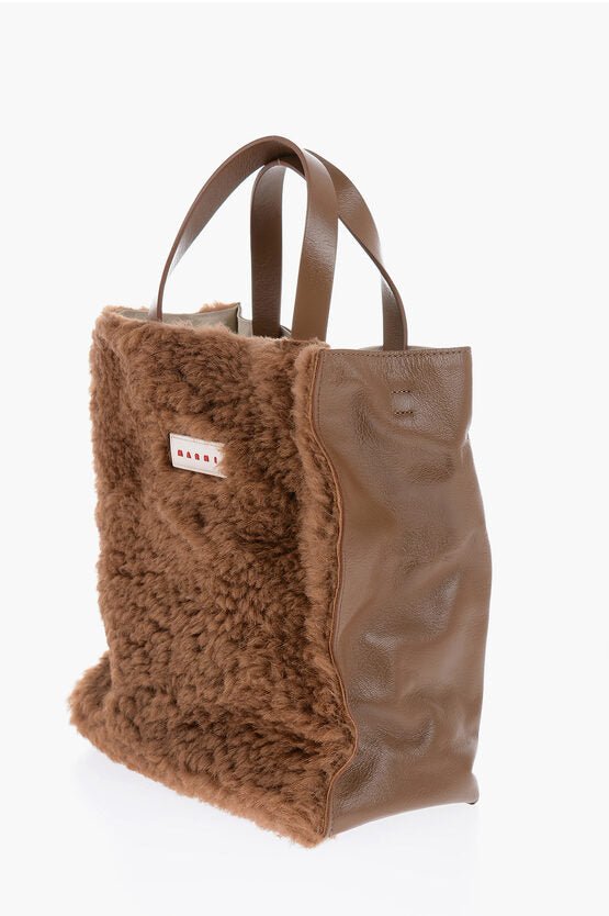 Bags - Marni Shearling Detailing MUSEO Mini Tote Bag - 8050268392876 - Ask Me Wear