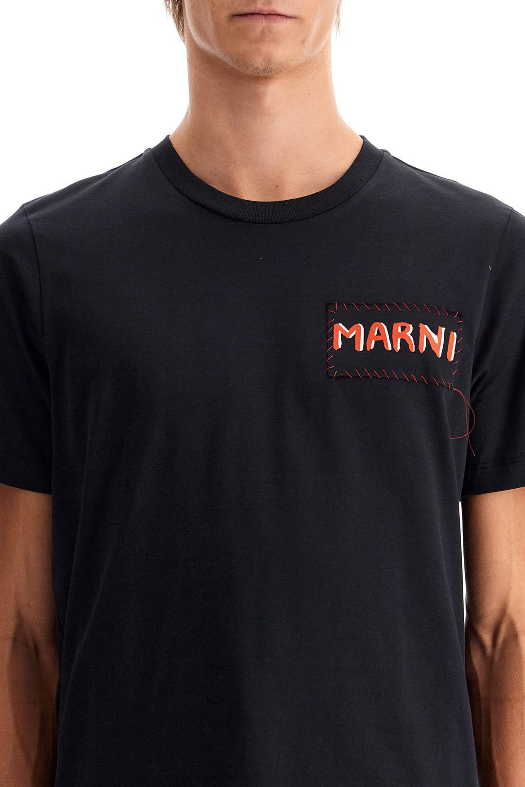 Other - Marni T-Shirt With Patch Logo Design - 242418UTS000003 - 00N99 - 46 - Ask Me Wear