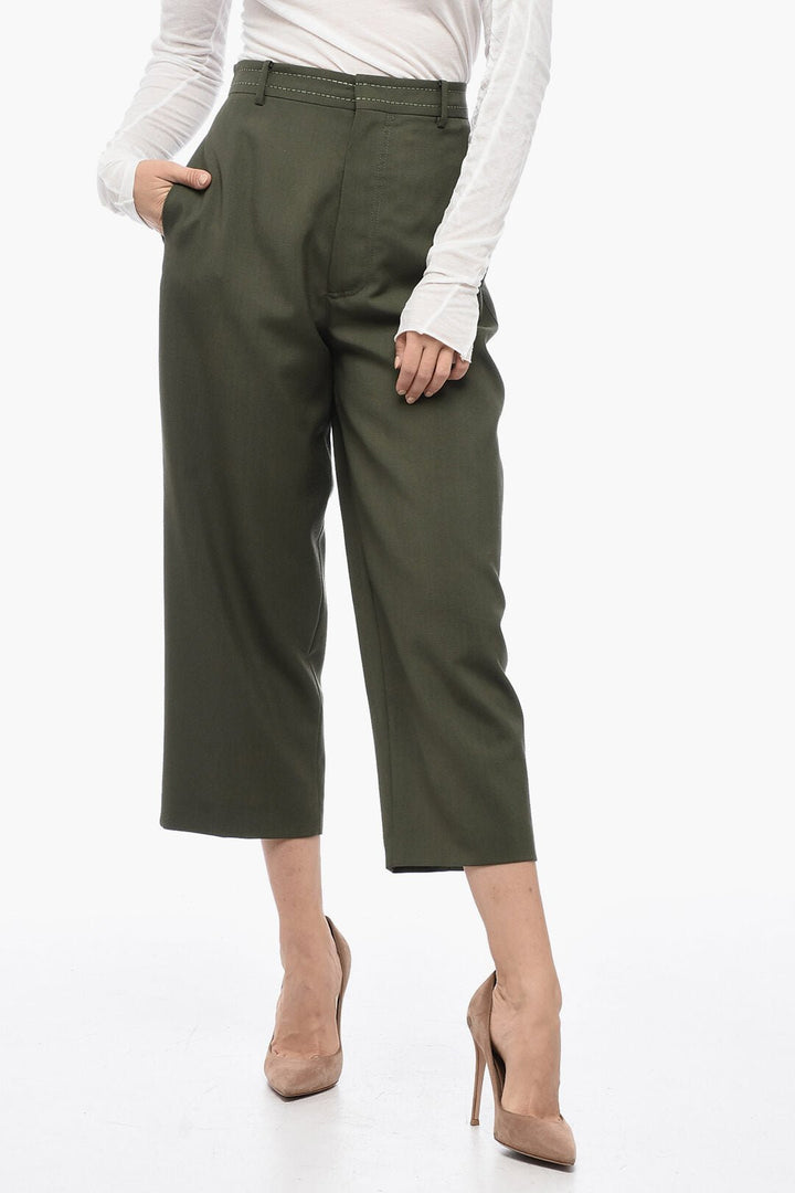 Clothing - Pants - Marni TROPICAL Cropped Pants with Visible Stitching - GC120240600709 - Ask Me Wear