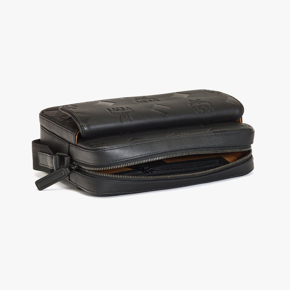 Handbag - MCM Aren Messenger Bag in Maxi Monogram Leather - MMRDATA05BK001 - Ask Me Wear