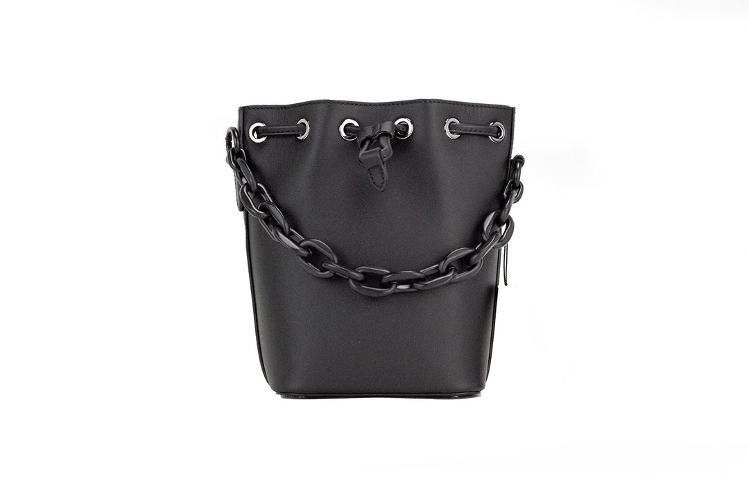  - MCM Mini Black Purple Smooth Leather Chain Shoulder Drawstring Bucket Handbag - 51798 - Ask Me Wear