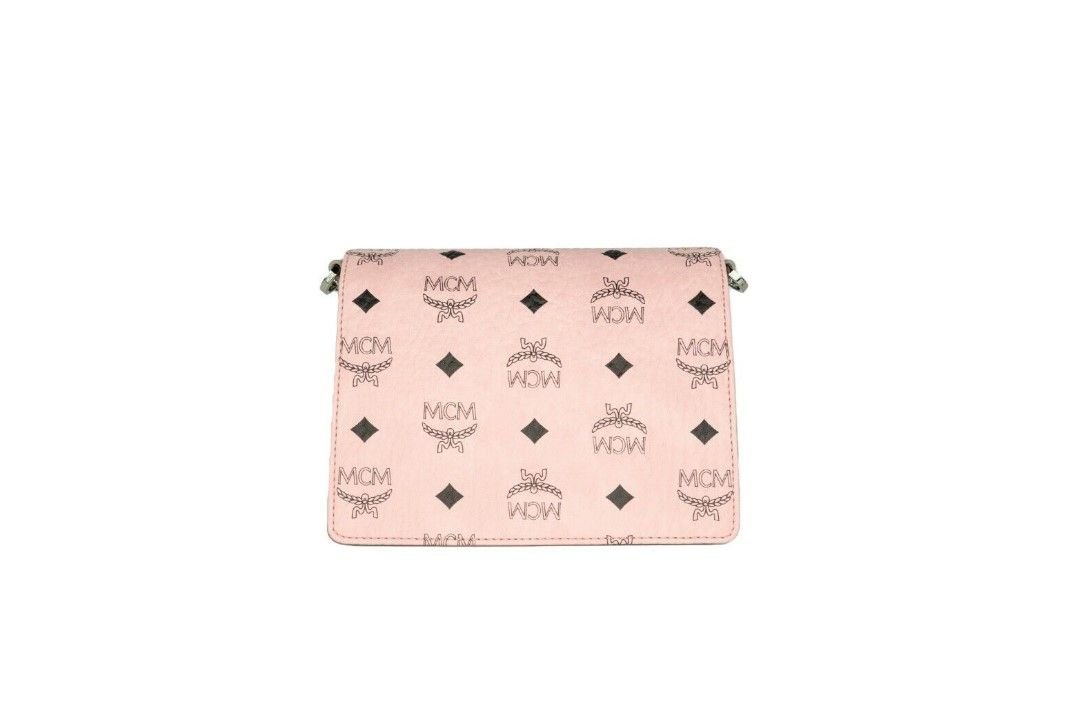  - MCM Signature Soft Pink Diamond Logo Leather Mini Flap Lock Crossbody Handbag - 70379 - Ask Me Wear