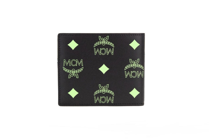  - MCM Small Black Summer Green Smooth Visetos Monogram Logo Leather Bifold Wallet - 47111 - Ask Me Wear