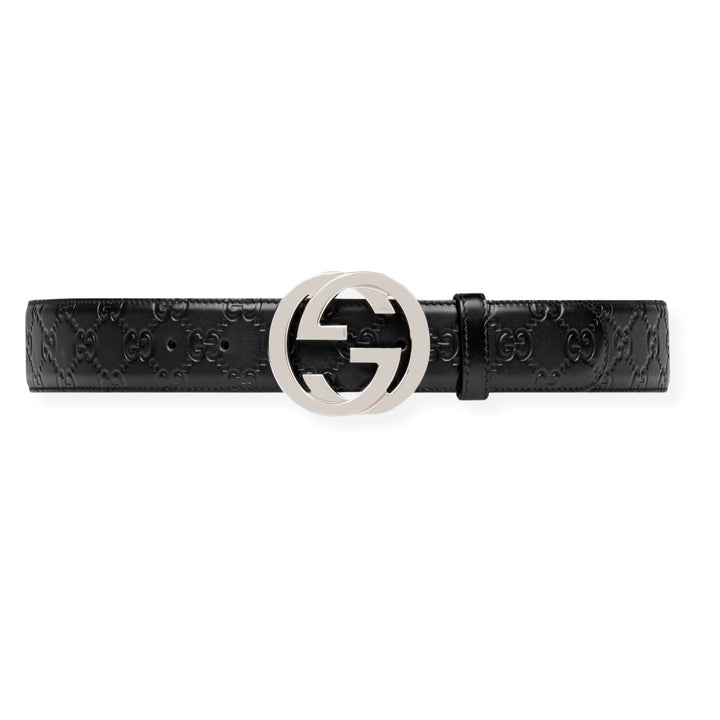 Belt - Men's GUCCI Signature leather belt - 411924 CWC1N 1000 - Ask Me Wear