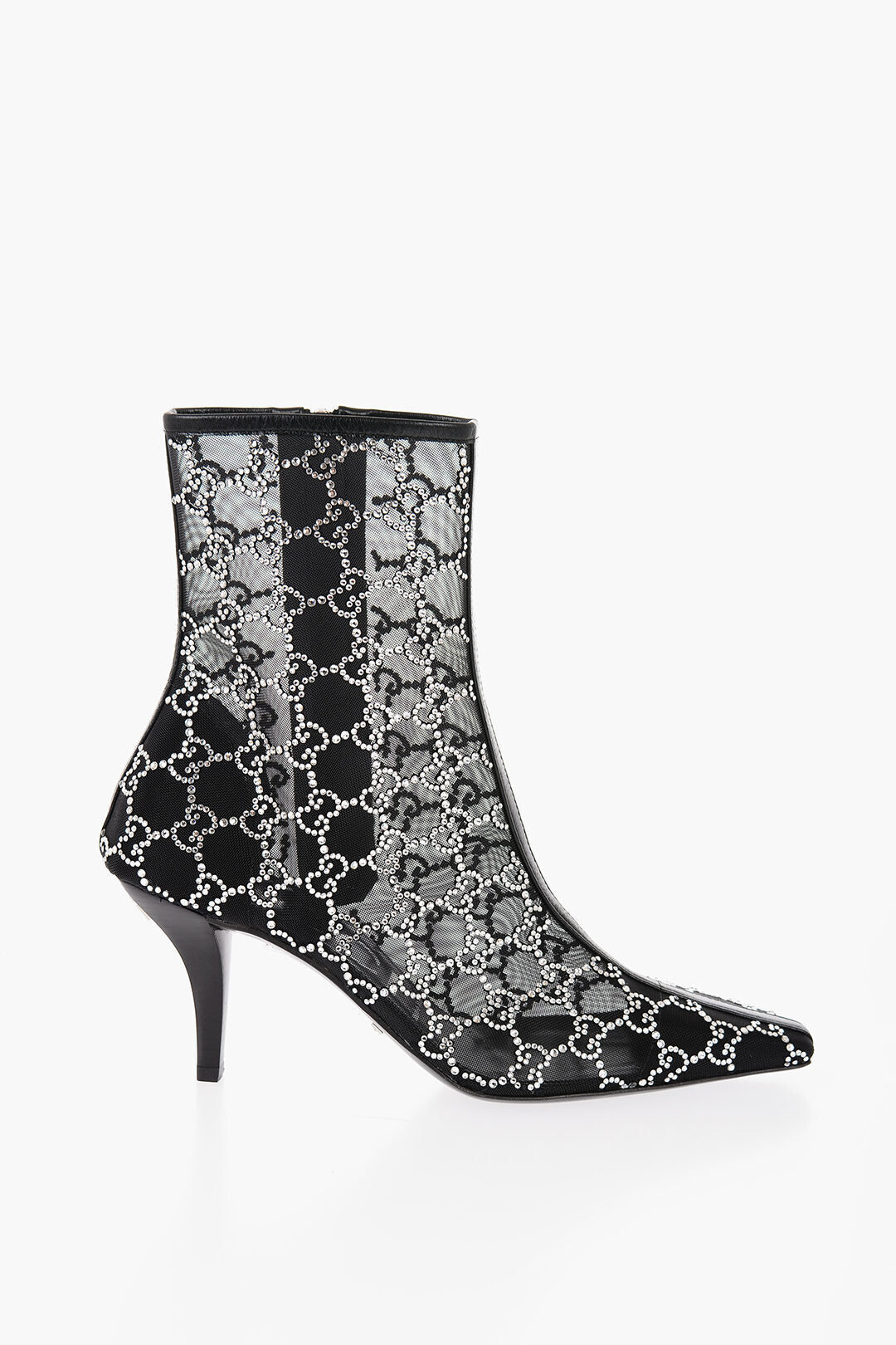 Gucci Mesh Ankle Boots with All-Over Rhinestone Monogram 8,5cm