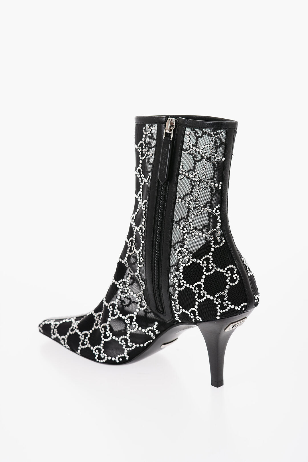 Gucci Mesh Ankle Boots with All-Over Rhinestone Monogram 8,5cm