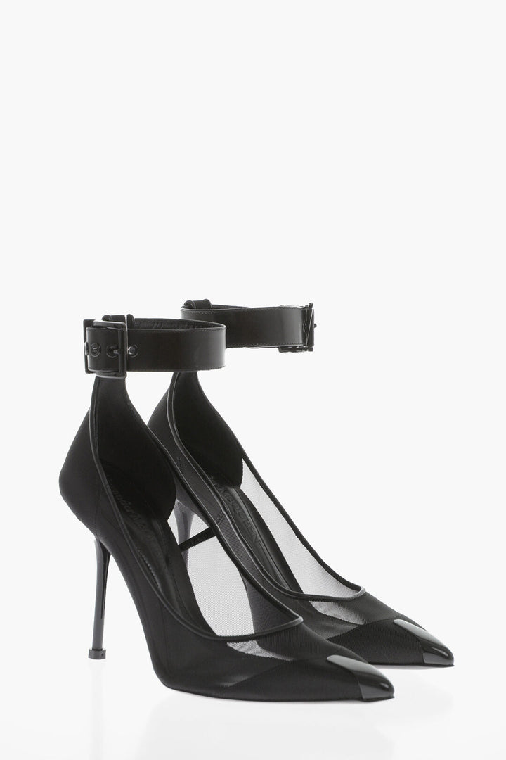 Alexander McQueen Mesh Pumps with Ankle Strap 10cm