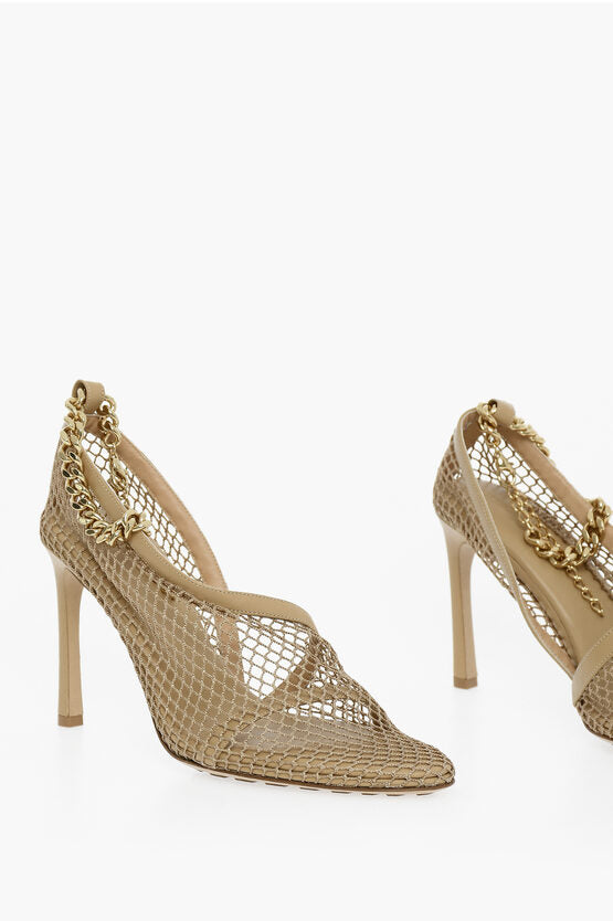 Bottega Veneta Meshed Sandals with Gold-toned Chain Fastening