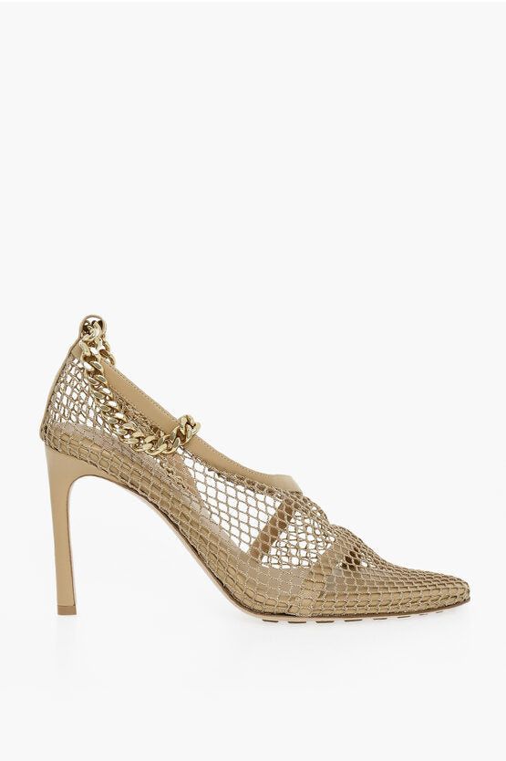 Bottega Veneta Meshed Sandals with Gold-toned Chain Fastening