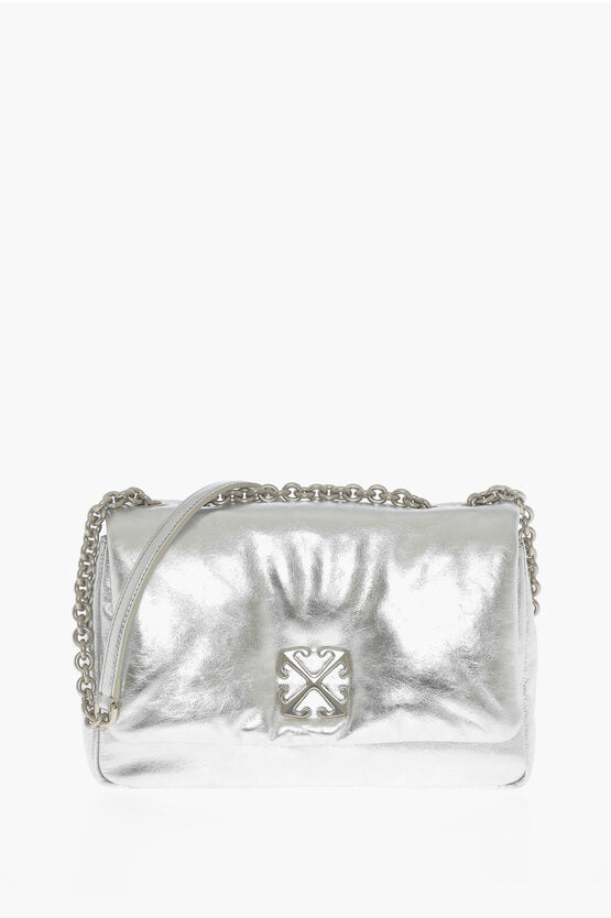 Off-White Metallic Leather JITNEY Crossbody Bag