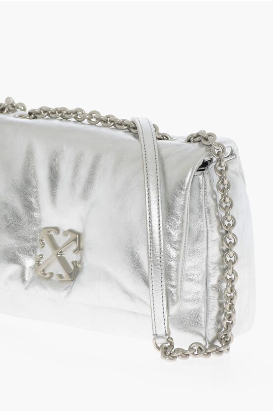 Off-White Metallic Leather JITNEY Crossbody Bag