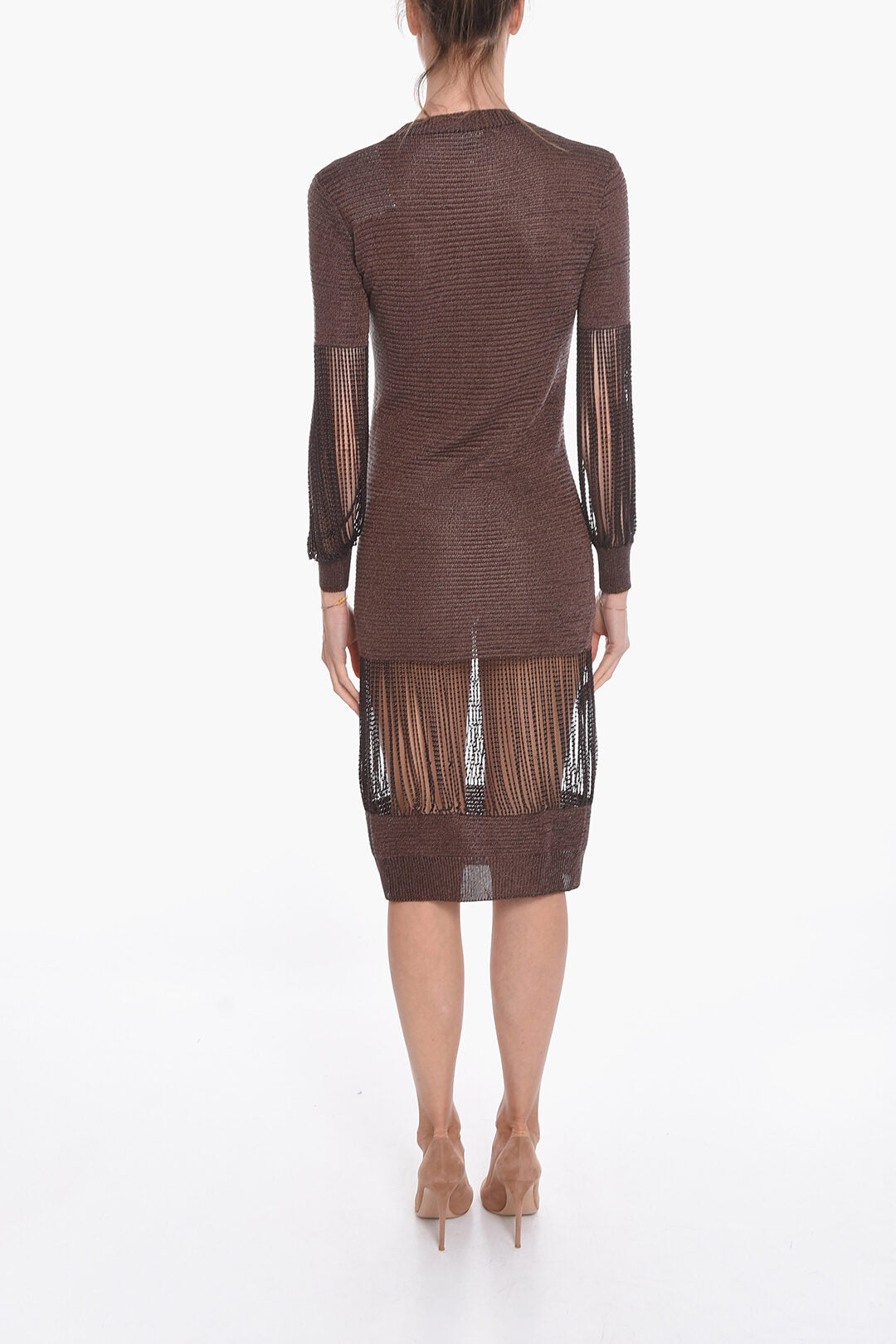 Bottega Veneta Metallic Viscose-knit Midi Dress with Chain Details