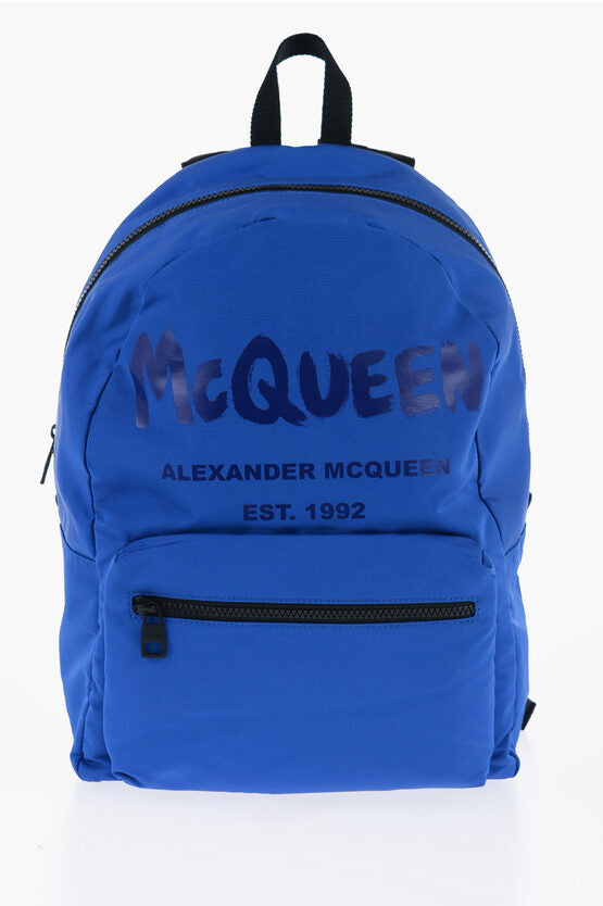 Alexander McQueen METROPOLITAN Backpack with Printed Ton-Sur-Ton Logo