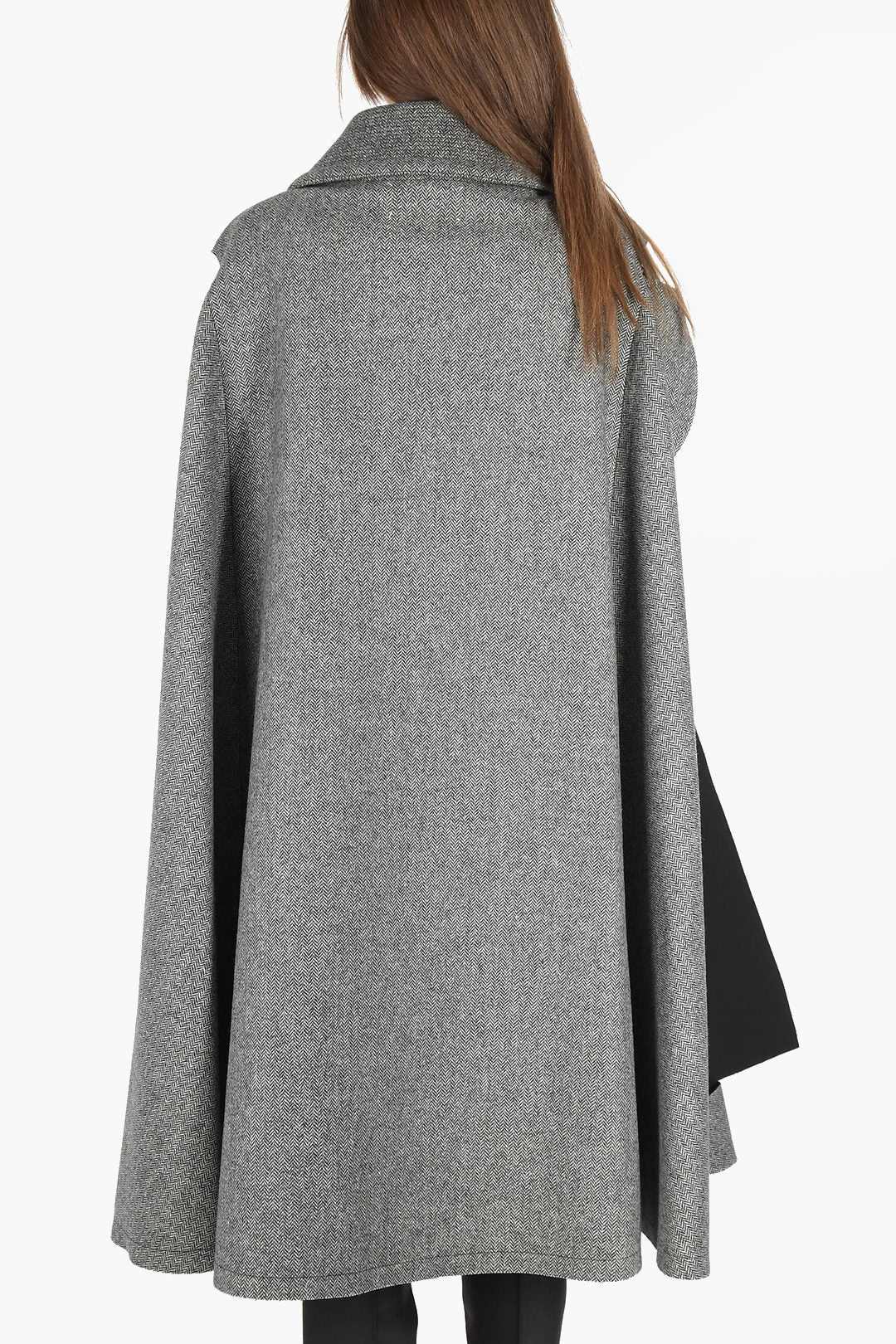 Maison Margiela MM0 plain herringbone cape with cut out details