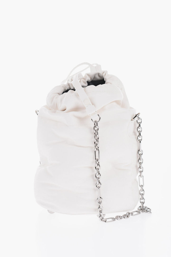 Maison Margiela MM11 Leather GLAM SLAM Bucket Bag with Silver-Tone Chain