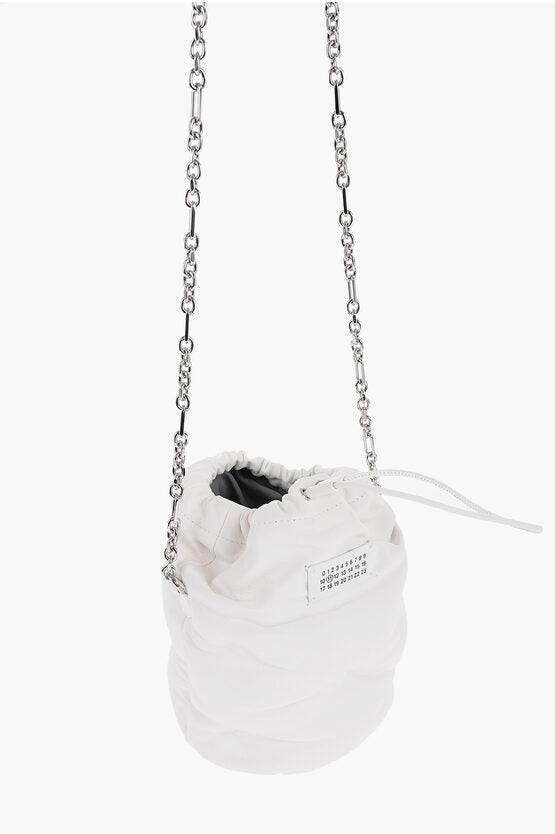 Maison Margiela MM11 Leather GLAM SLAM Bucket Bag with Silver-Tone Chain