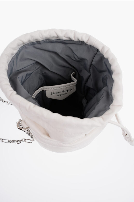 Maison Margiela MM11 Leather GLAM SLAM Bucket Bag with Silver-Tone Chain