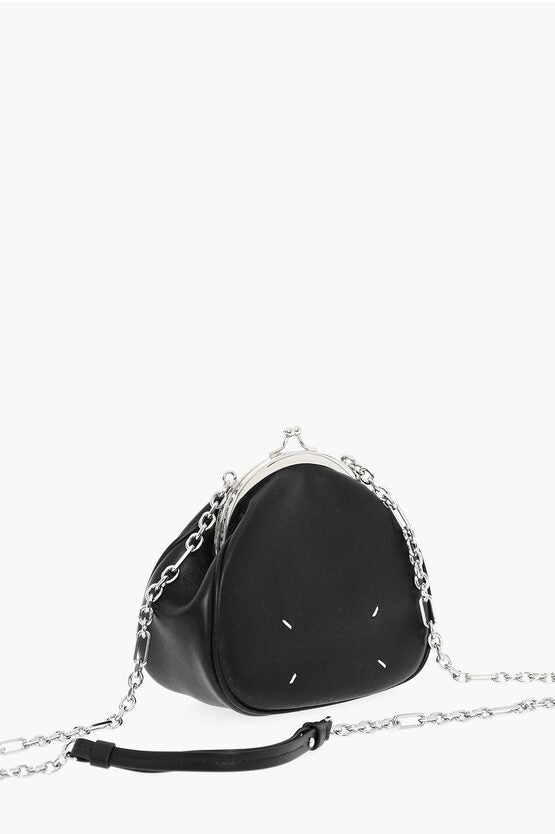 Maison Margiela MM11 Leather Mini Crossbody Bag with Silver Chain