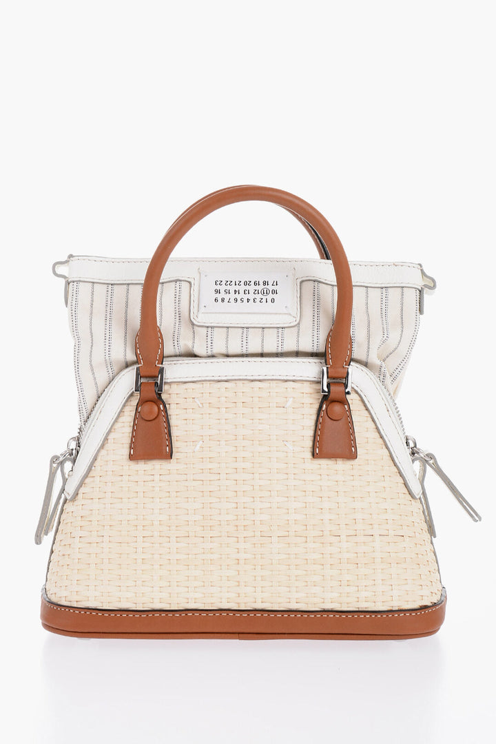 Maison Margiela MM11 Woven Rafia Bag with Contrasting Detail