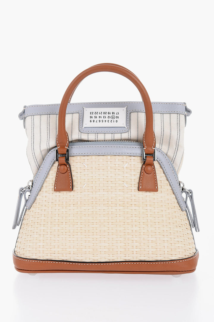 Maison Margiela MM11 Woven Rafia Bag with Contrasting Detail