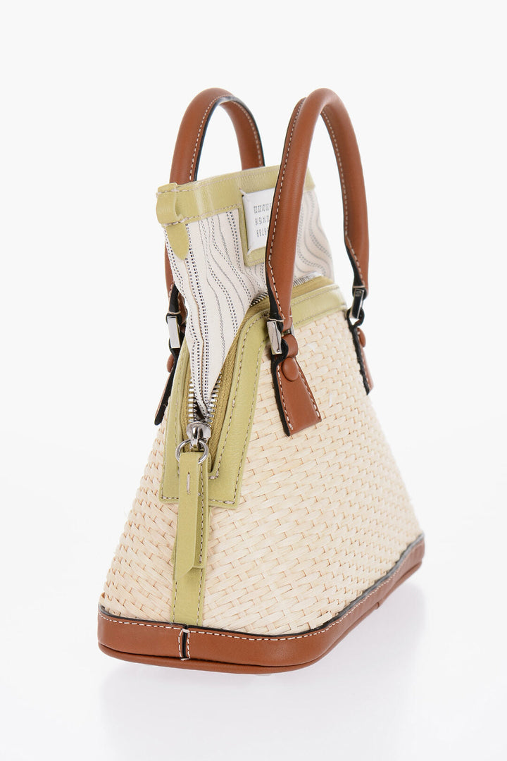 Maison Margiela MM11 Woven Rafia Bag with Contrasting Detail