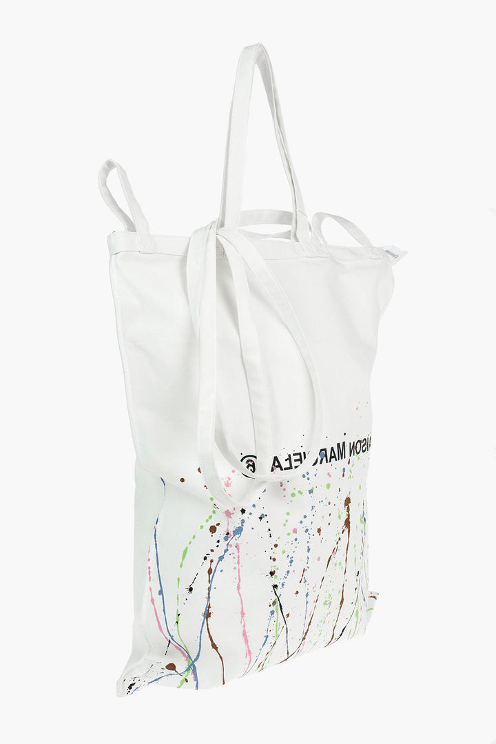 Maison Margiela MM6 Canvas Maxi Tote Bag in PAINT-SPLATTER Print with Logo