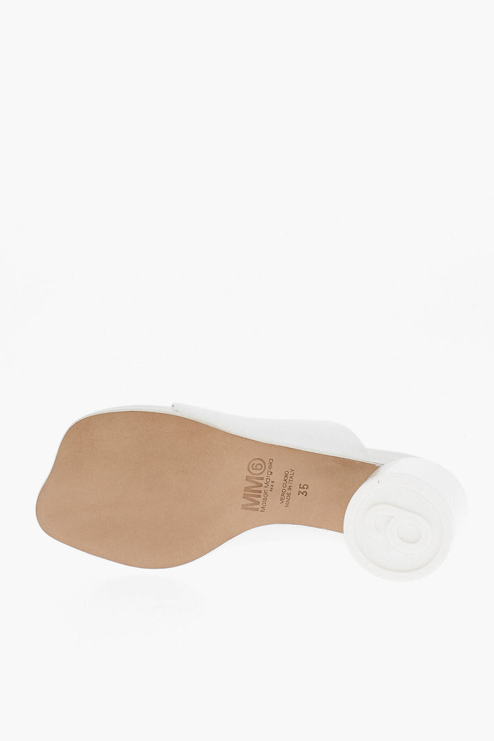 Maison Margiela MM6 Leather Thong Sandals with Lacquered Heel 5cm