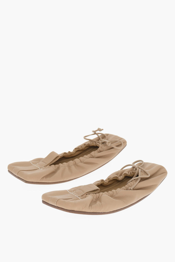 Maison Margiela MM6 Square Toe Leather Ballet Flats