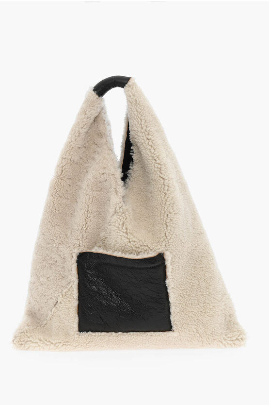 Maison Margiela MM6 Textured Leather JAPANESE Bag With Shearling Inner